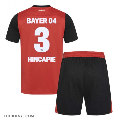 Camiseta Bayer Leverkusen Piero Hincapie #3 Primera Equipación para niños 2024-25 manga corta (+ pantalones cortos)